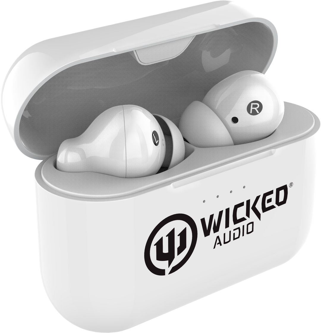 Wicked Audio Rangr True Wireless Earbuds – Bluetooth 5.0 Earphones with 50-Hour Playtime, Noise Isolation & USB-C Charging Case (White)