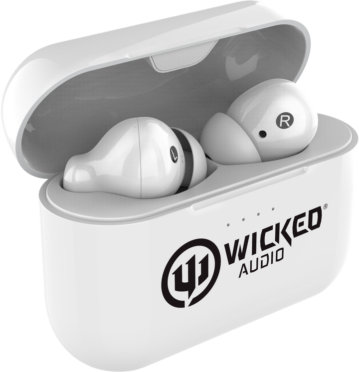 Wicked Audio Rangr True Wireless Earbuds – Bluetooth 5.0 Earphones with 50-Hour Playtime, Noise Isolation & USB-C Charging Case (White)